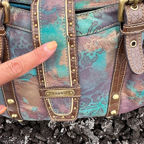 Sharif Studio Multicolor Embossed Leather & Fabric Shoulder Bag - Picture 15 of 17